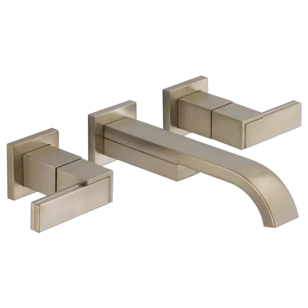 Brizo Two-Handle Wall Mount Lavatory Faucet - Less Handles 1.2 GPM 65880LF-BNLHP-ECO - Plumbing Market
