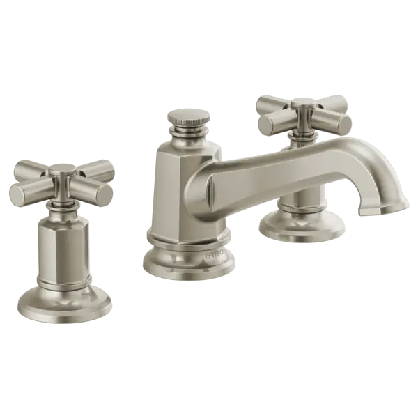 Brizo Widespread Lavatory Faucet with Angled Spout - Less Handles 1.5 GPM 65378LF-NKLHP - Plumbing Market