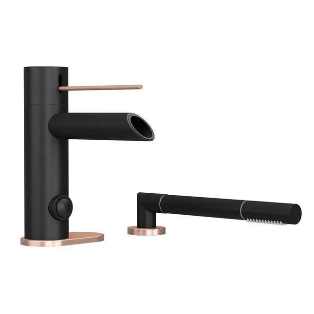 Rubi Kronos 2 Pcs Bathtub Mixer Matte Black/Brushed Copper RKR22DBKU - Plumbing Market