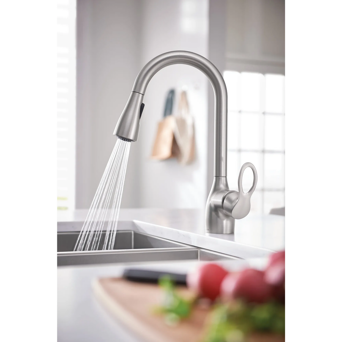 Moen Kleo Single-Handle High-Arc Pulldown Kitchen Faucet CA87011 in Spot Resist Stainless (CA87011SRS) - view 5