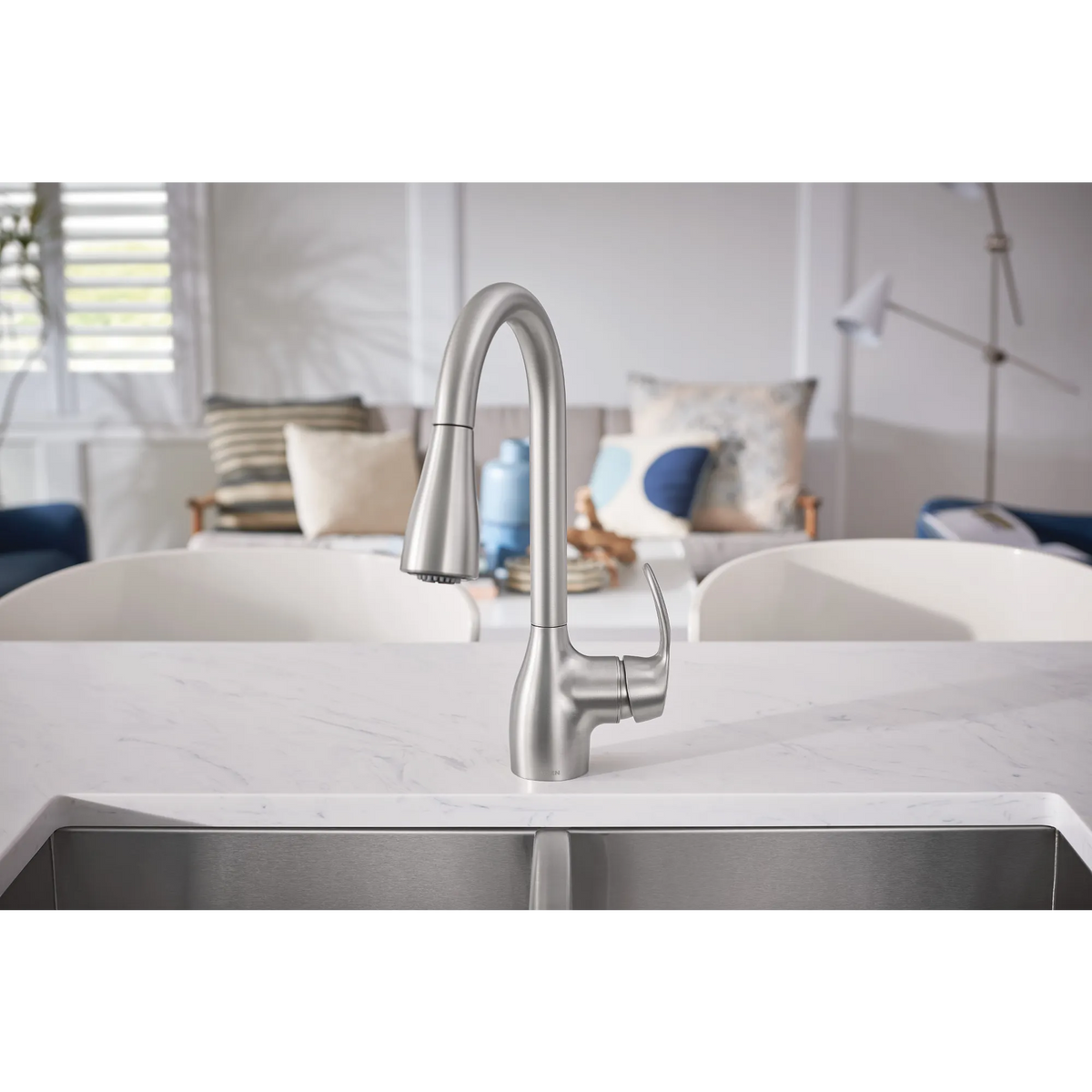 Moen Kleo Single-Handle High-Arc Pulldown Kitchen Faucet CA87011 in Spot Resist Stainless (CA87011SRS) - view 8