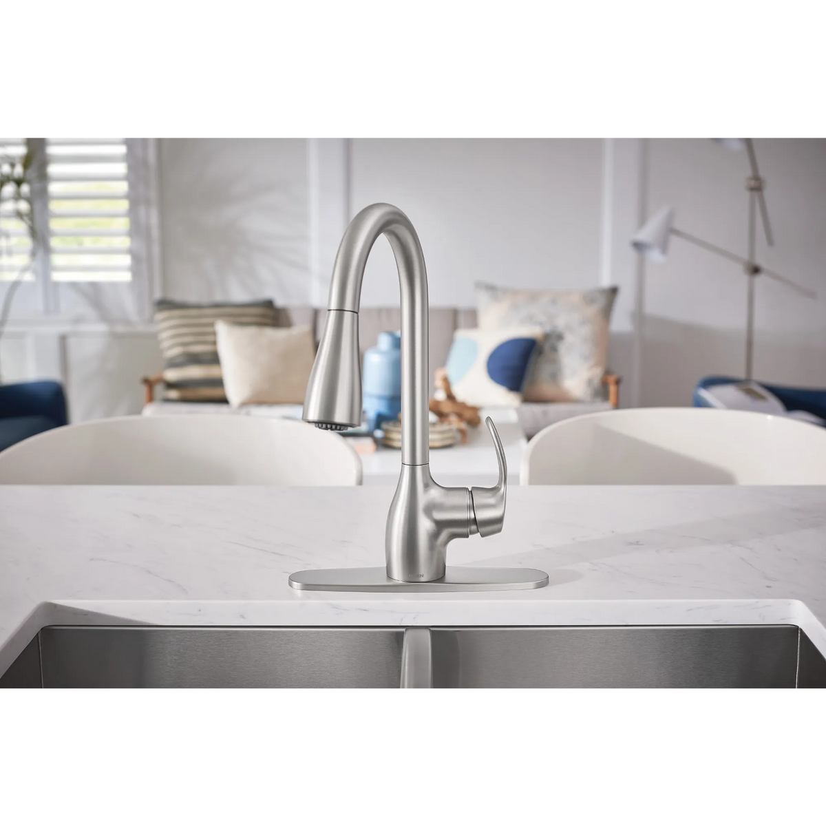 Moen Kleo Single-Handle High-Arc Pulldown Kitchen Faucet CA87011 in Spot Resist Stainless (CA87011SRS) - view 9