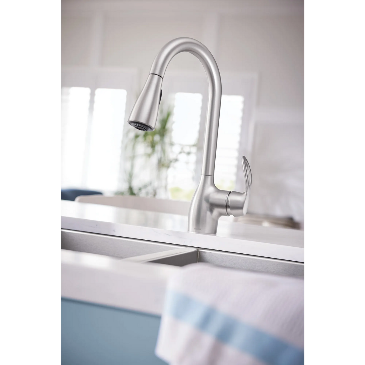 Moen Kleo Single-Handle High-Arc Pulldown Kitchen Faucet CA87011 in Spot Resist Stainless (CA87011SRS) - view 2