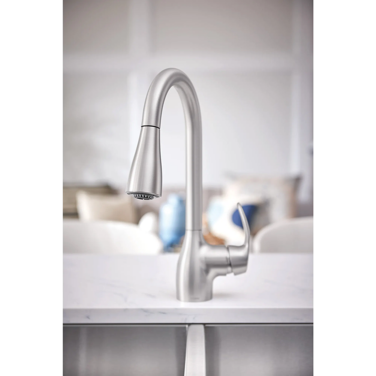 Moen Kleo Single-Handle High-Arc Pulldown Kitchen Faucet CA87011 in Spot Resist Stainless (CA87011SRS) - view 7