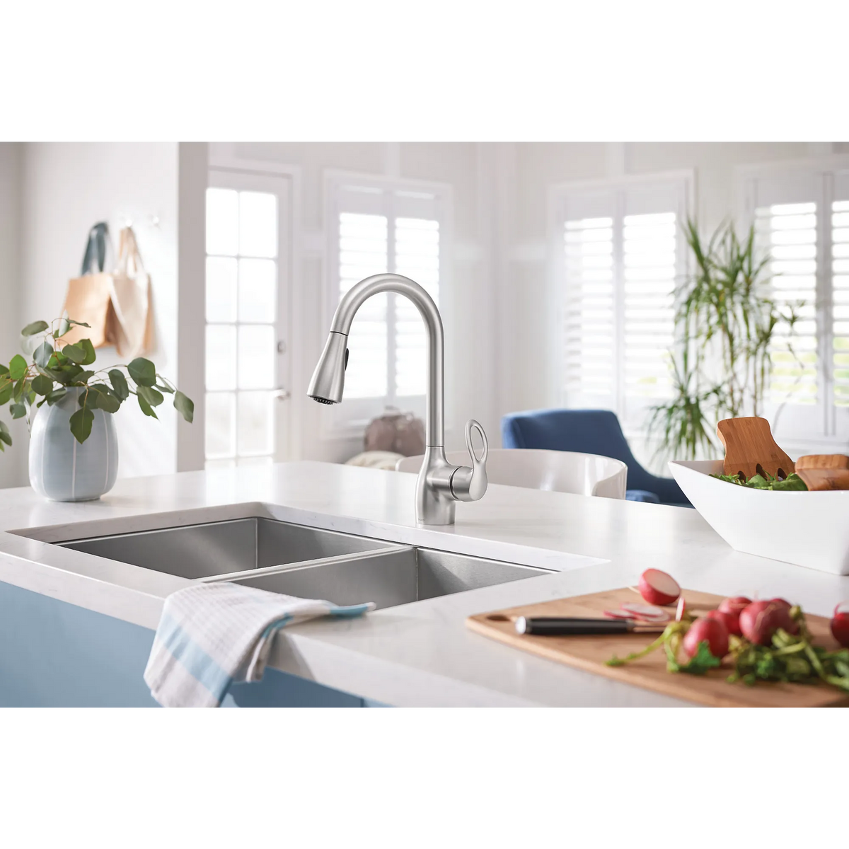 Moen Kleo Single-Handle High-Arc Pulldown Kitchen Faucet CA87011 in Spot Resist Stainless (CA87011SRS) - view 6
