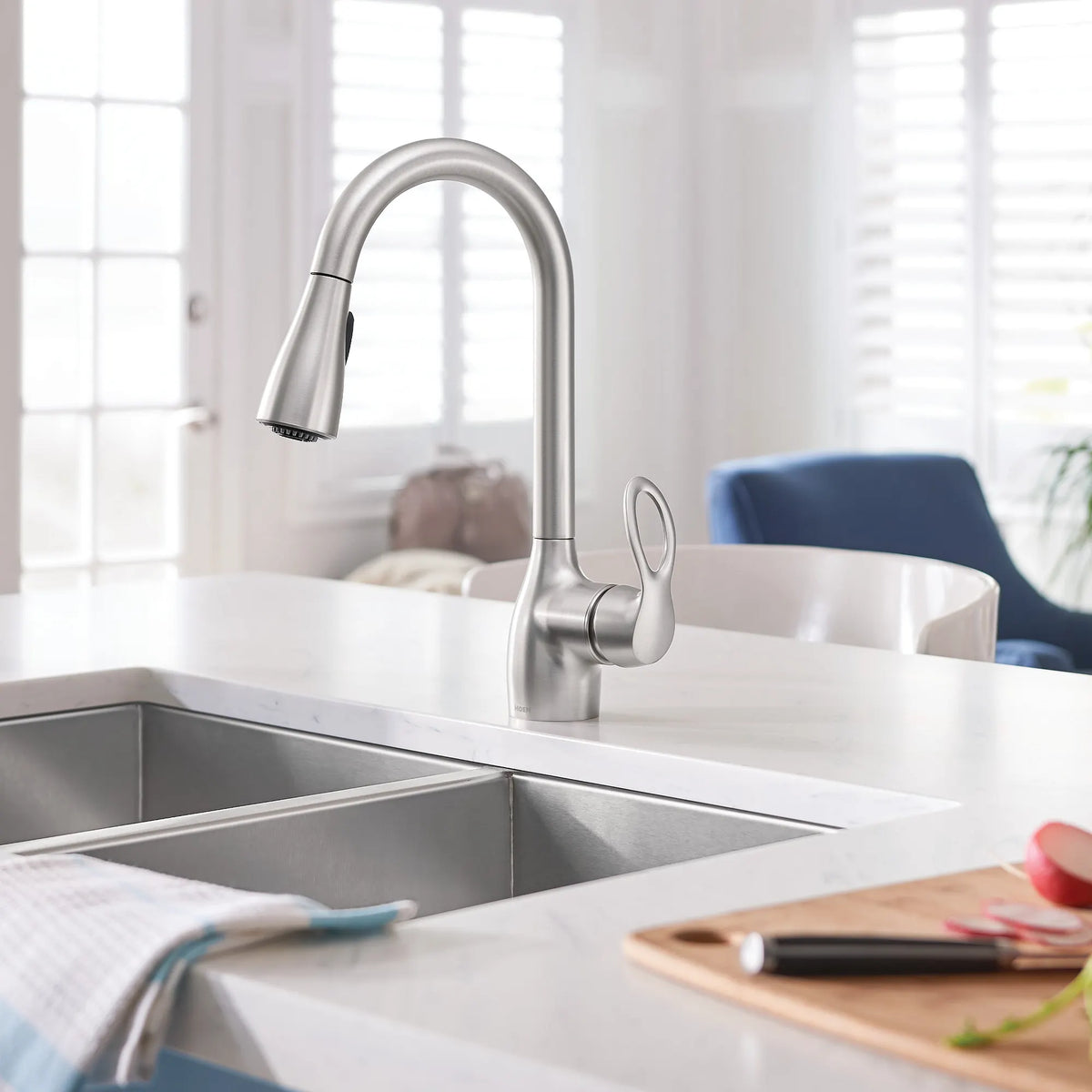 Moen Kleo Single-Handle High-Arc Pulldown Kitchen Faucet CA87011 in Spot Resist Stainless (CA87011SRS) - view 10