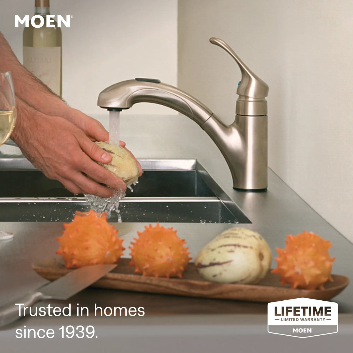 Moen Renzo Single-Handle Low-Arc Pullout Kitchen Faucet CA87316 in Spot Resist Stainless (CA87316SRS) - view 2