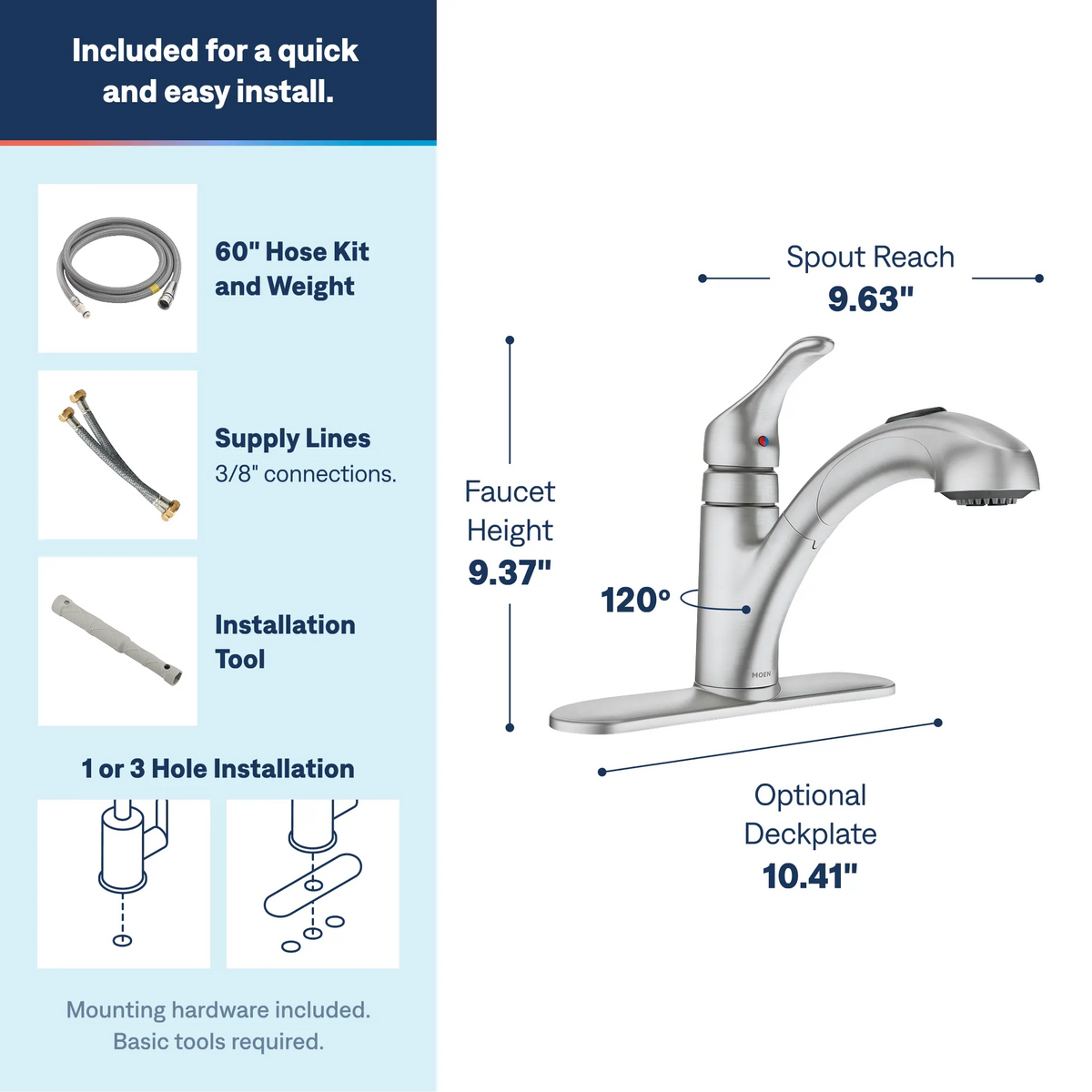 Moen Renzo Single-Handle Low-Arc Pullout Kitchen Faucet CA87316 in Spot Resist Stainless (CA87316SRS) - view 3