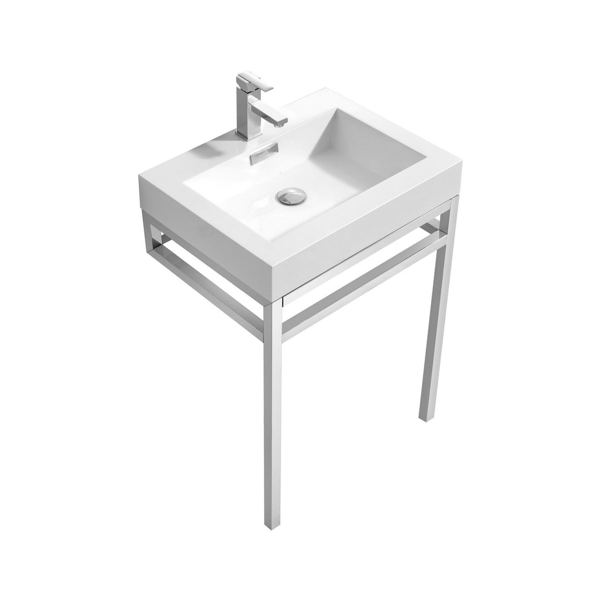 Kube Bath Haus 24" Stainless Steel Console w/ White Acrylic Sink - Chrome - Chrome (CH24)