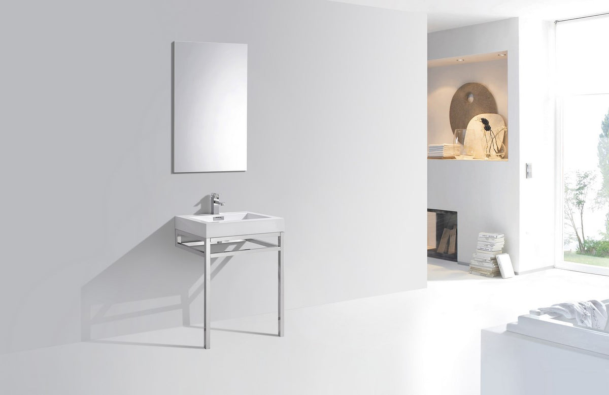 Kube Bath Haus 24" Stainless Steel Console w/ White Acrylic Sink - Chrome - Chrome (CH24) view 6