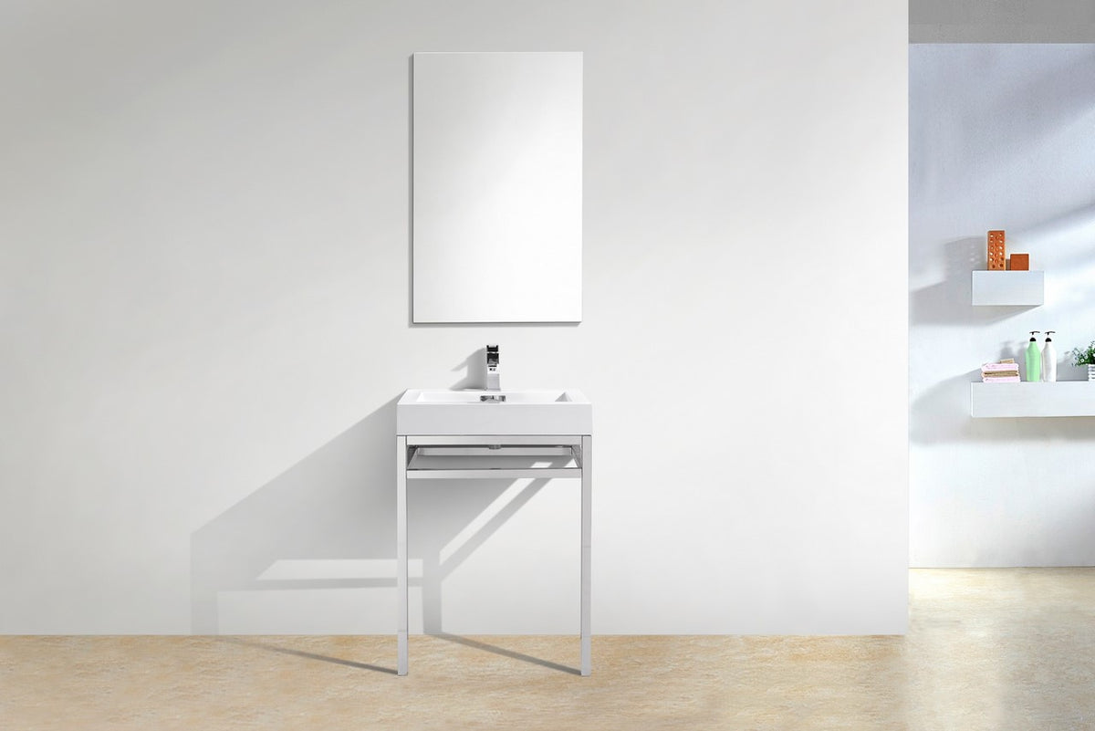 Kube Bath Haus 24" Stainless Steel Console w/ White Acrylic Sink - Chrome - Chrome (CH24) view 5