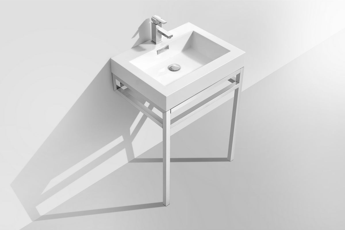 Kube Bath Haus 24" Stainless Steel Console w/ White Acrylic Sink - Chrome - Chrome (CH24) view 4