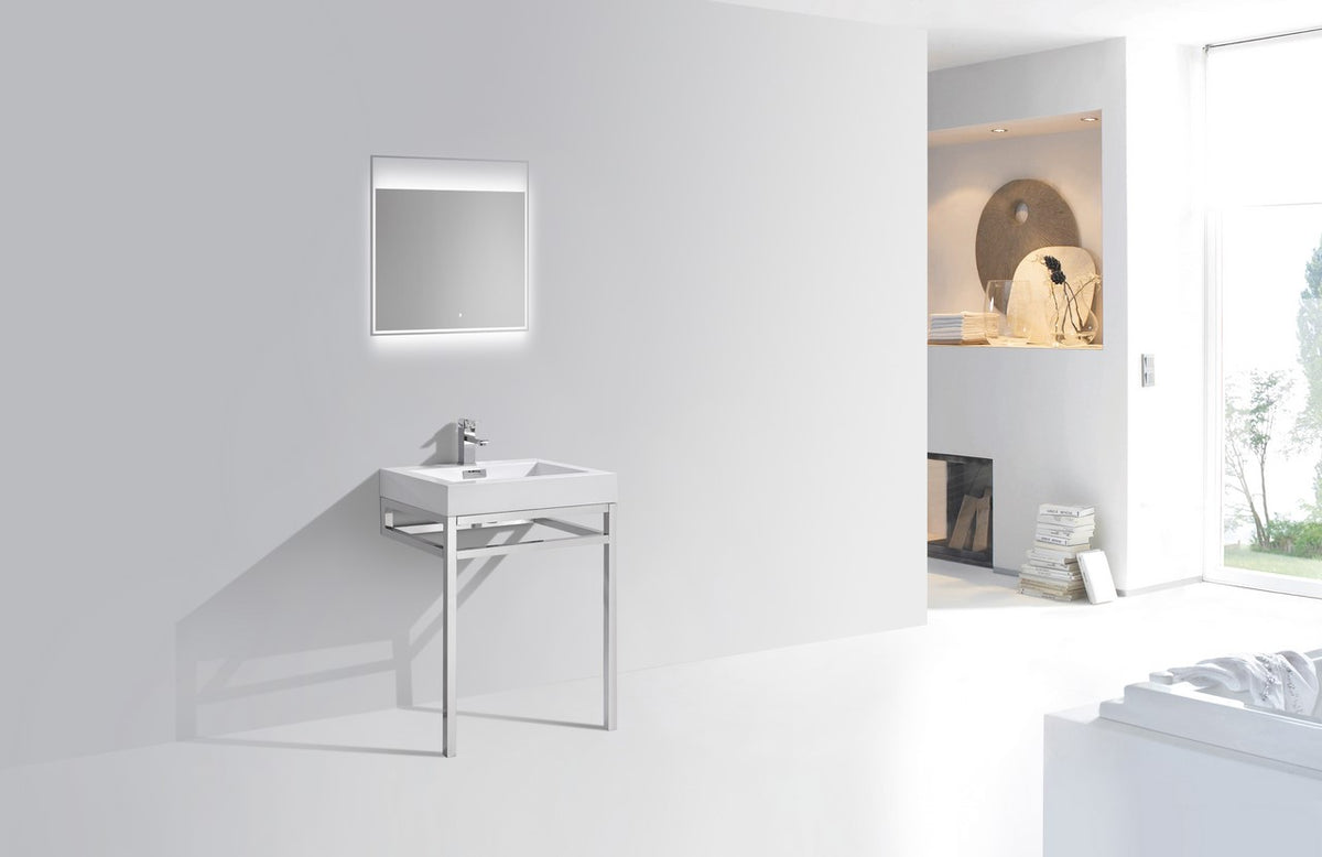 Kube Bath Haus 24" Stainless Steel Console w/ White Acrylic Sink - Chrome - Chrome (CH24) view 2