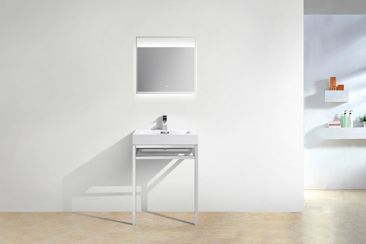 Kube Bath Haus 24" Stainless Steel Console w/ White Acrylic Sink - Chrome - Chrome (CH24) view 3