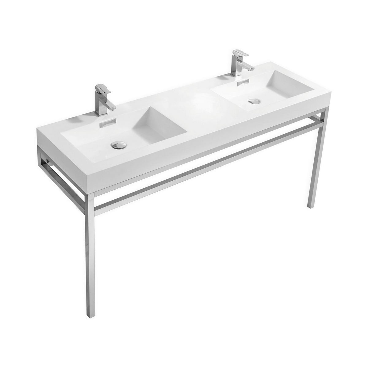 Kube Bath Haus 60" Double Sink Console w/ Acrylic Sink - Chrome (CH60D)