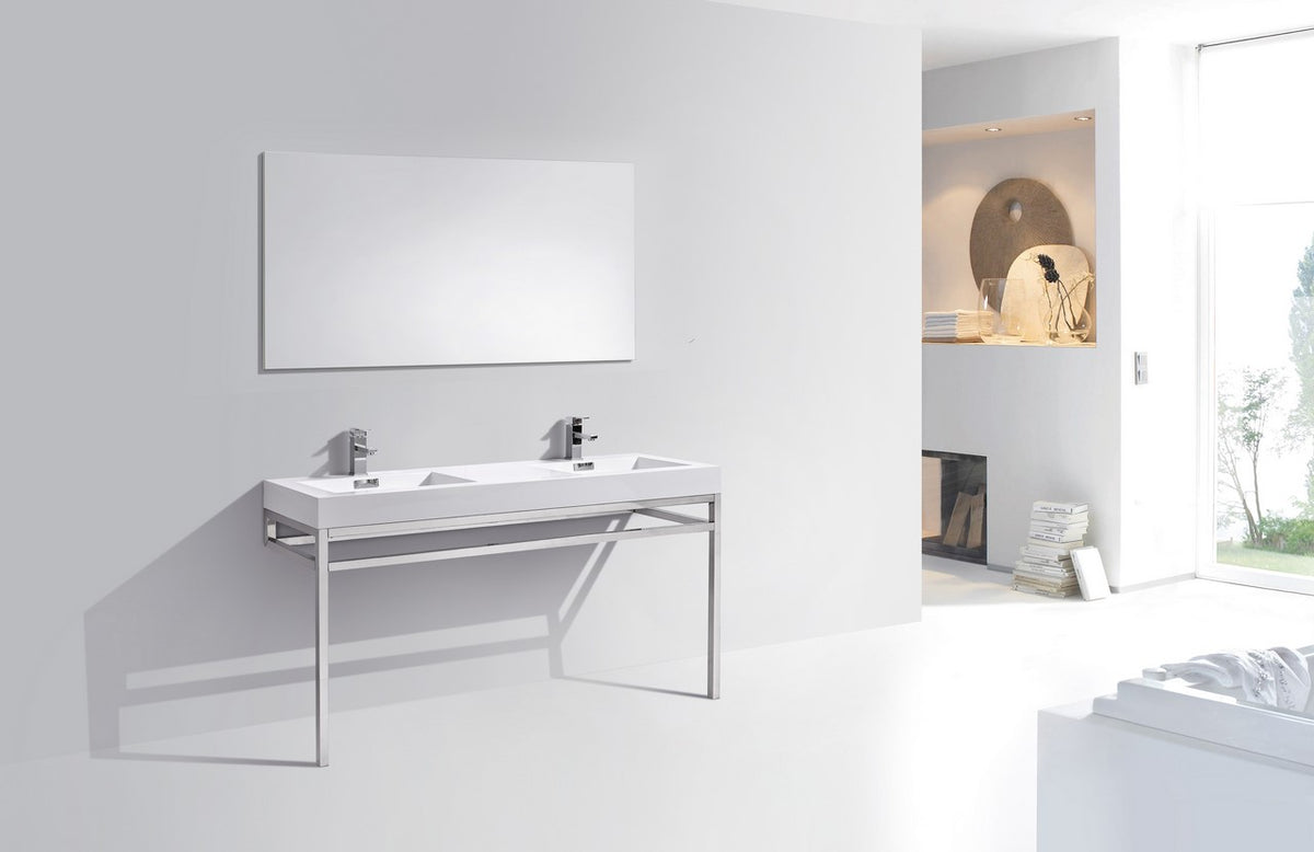 Kube Bath Haus 60" Double Sink Console w/ Acrylic Sink - Chrome (CH60D) view 6