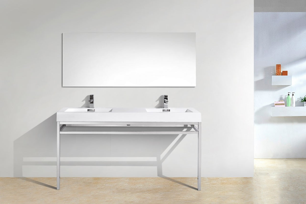 Kube Bath Haus 60" Double Sink Console w/ Acrylic Sink - Chrome (CH60D) view 5