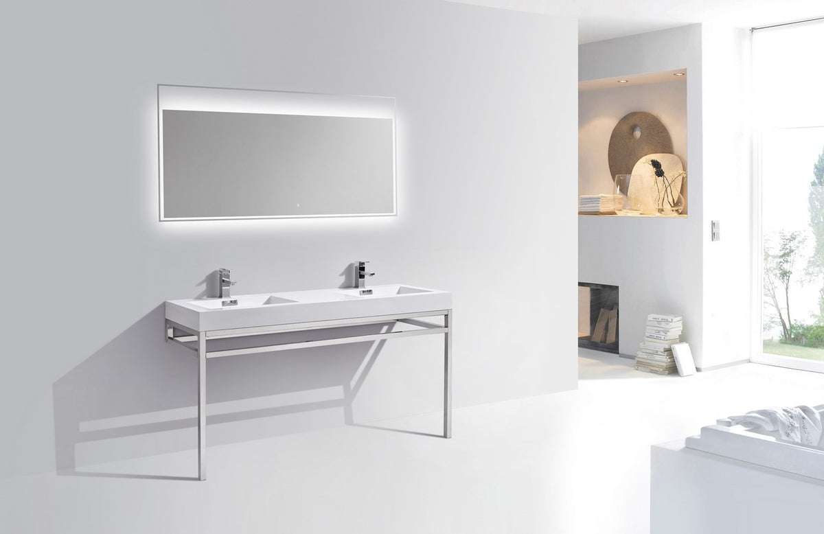 Kube Bath Haus 60" Double Sink Console w/ Acrylic Sink - Chrome (CH60D) view 2