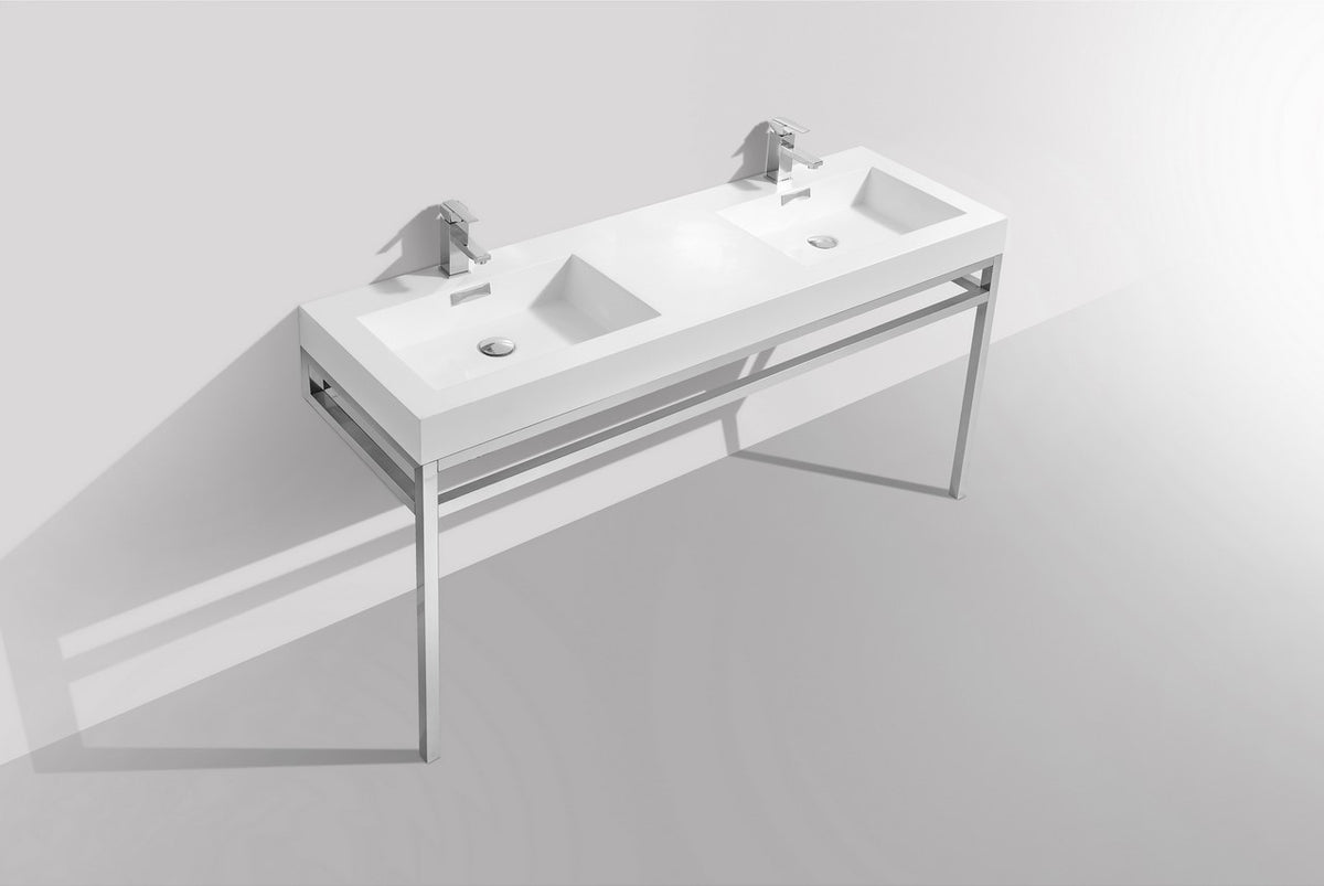 Kube Bath Haus 60" Double Sink Console w/ Acrylic Sink - Chrome (CH60D) view 4