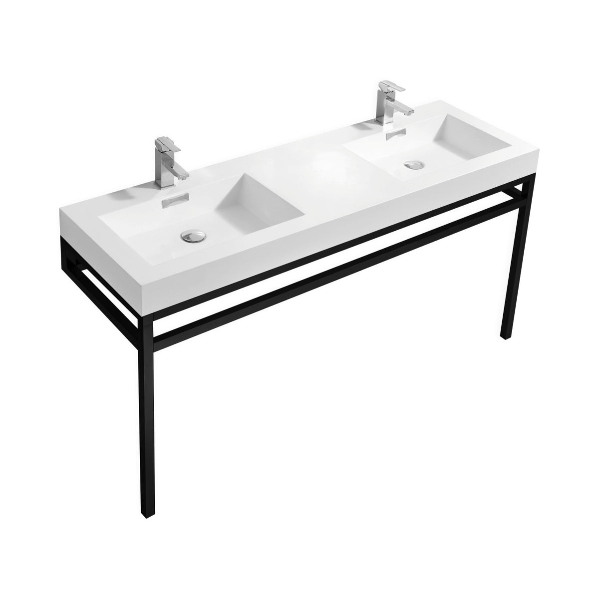 Kube Bath Haus 60" Double Sink Console w/ Acrylic Sink - Black (CH60D-BK)
