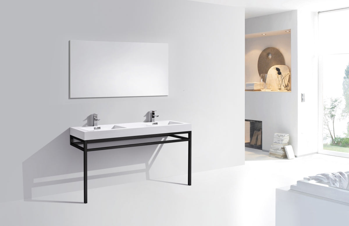 Kube Bath Haus 60" Double Sink Console w/ Acrylic Sink - Black (CH60D-BK) view 6
