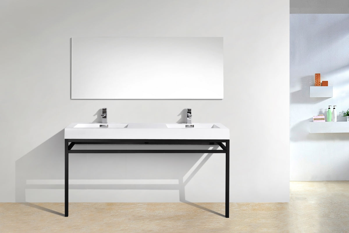 Kube Bath Haus 60" Double Sink Console w/ Acrylic Sink - Black (CH60D-BK) view 4
