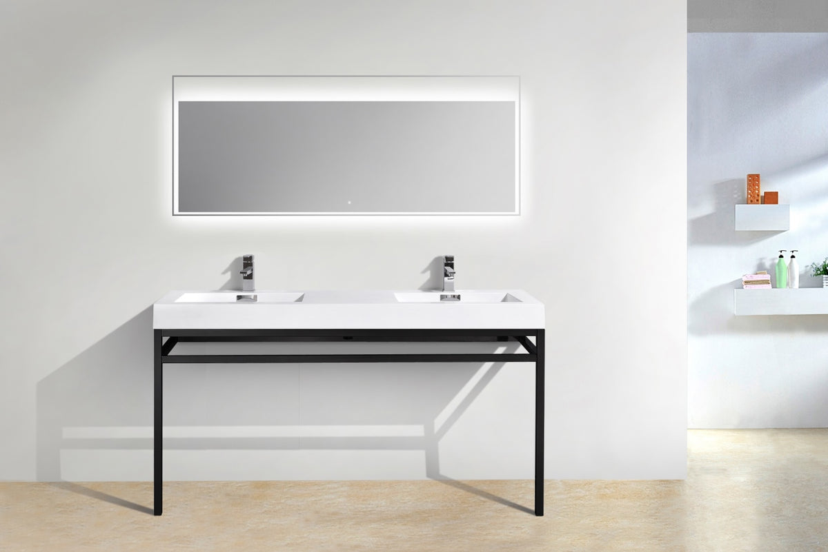 Kube Bath Haus 60" Double Sink Console w/ Acrylic Sink - Black (CH60D-BK) view 3