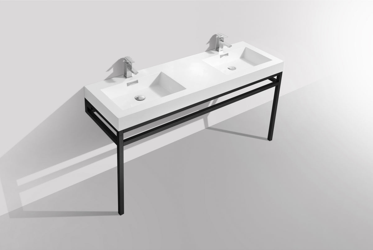 Kube Bath Haus 60" Double Sink Console w/ Acrylic Sink - Black (CH60D-BK) view 5