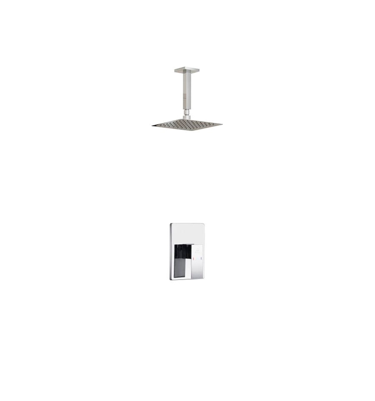 Kube Bath Aqua Piazza Shower Set with 8" Ceiling Mount Square Rain Shower - Chrome (CR2001V)