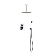 Kube Bath Aqua Piazza Brass Shower Set with 8" Ceiling Mount Square Rain Shower and Handheld - Chrome (CR200HH2V)