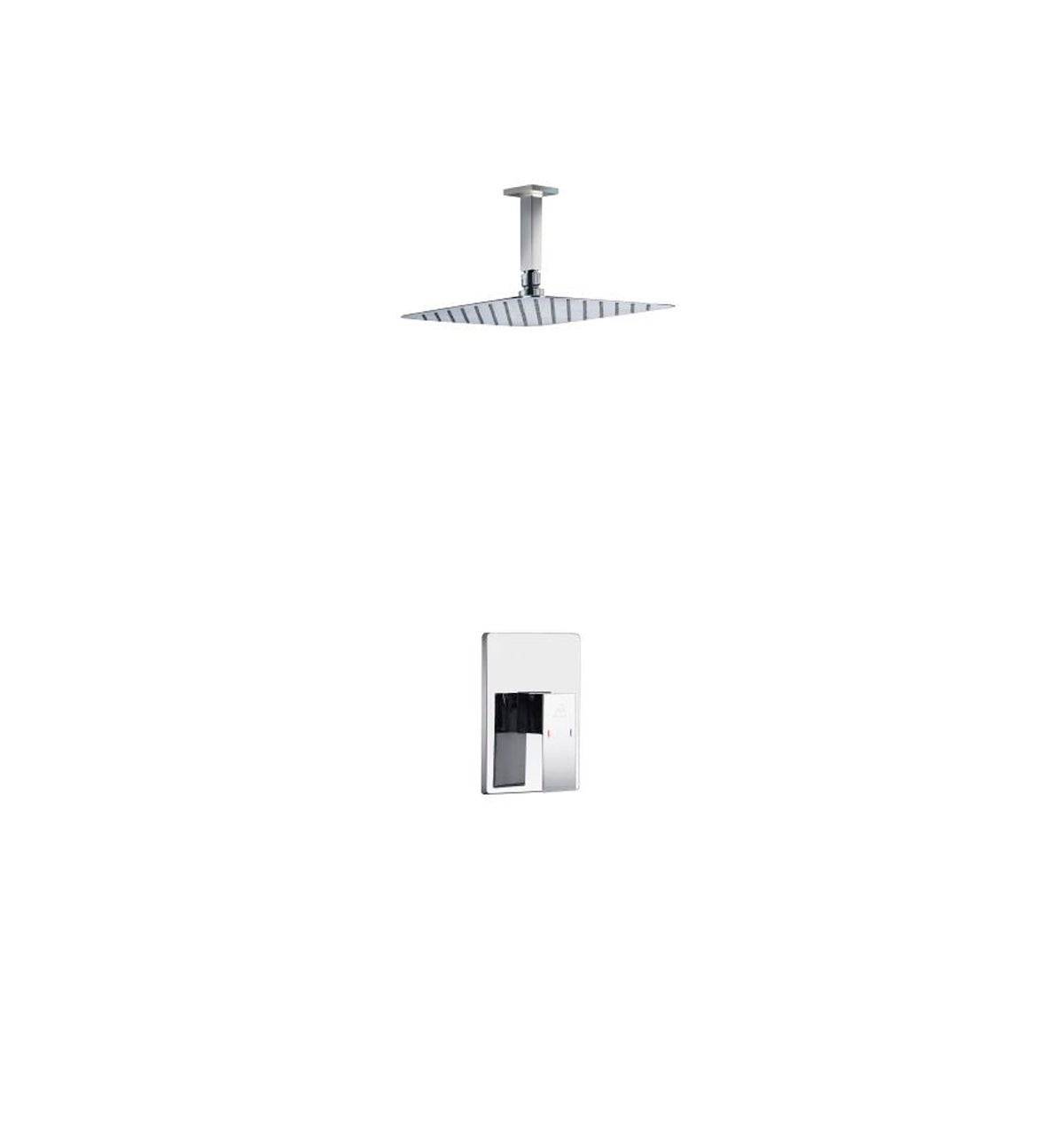 Kube Bath Aqua Piazza Shower Set with 12" Ceiling Mount Square Rain Shower - Chrome (CR3001V)