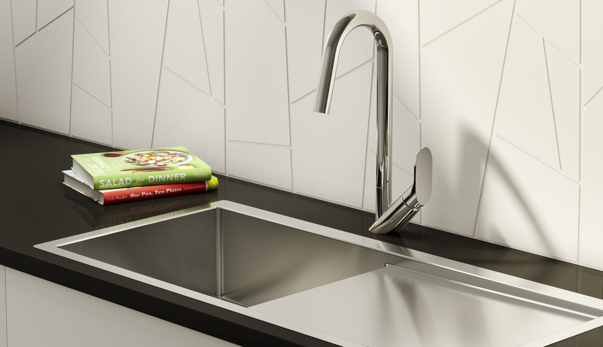 Baril ANGLE Single-Hole Kitchen Faucet with 2-function Pull-Down Spray CUI-1940-02L (Baril photo)