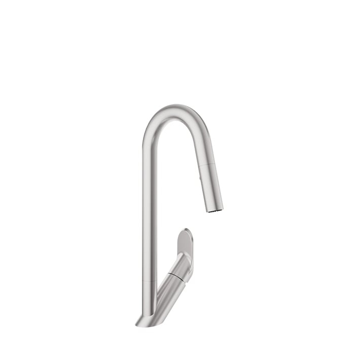 Baril ANGLE Single-Hole Kitchen Faucet with 2-function Pull-Down Spray CUI-1940-02L in Stainless Steel
