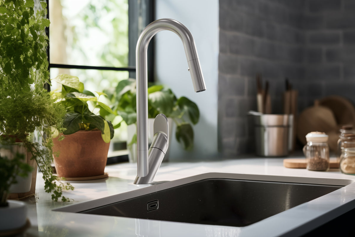 Baril ANGLE Single-Hole Kitchen Faucet with 2-function Pull-Down Spray CUI-1940-02L (Baril photo)