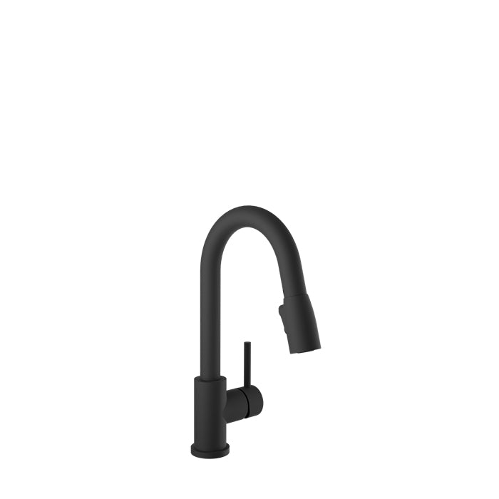 Baril UNICK Single-Hole Bar / Prep Kitchen Faucet with 2-function Pull-Down Spray CUI-2040-02L in Matte Black