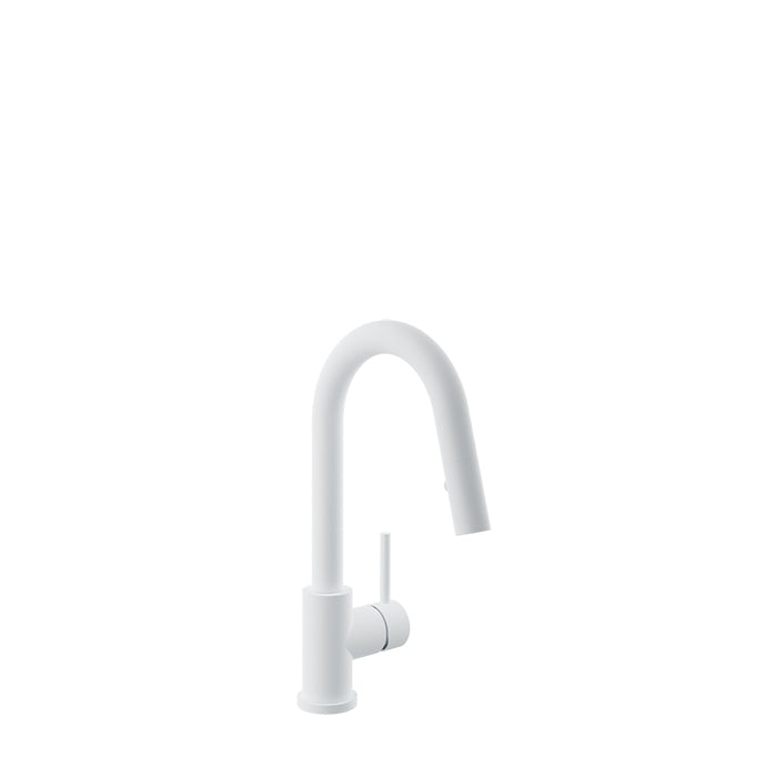 Baril UNICK Single-Hole Bar / Prep Kitchen Faucet with 2-function Pull-Down Spray CUI-2040-35L in White