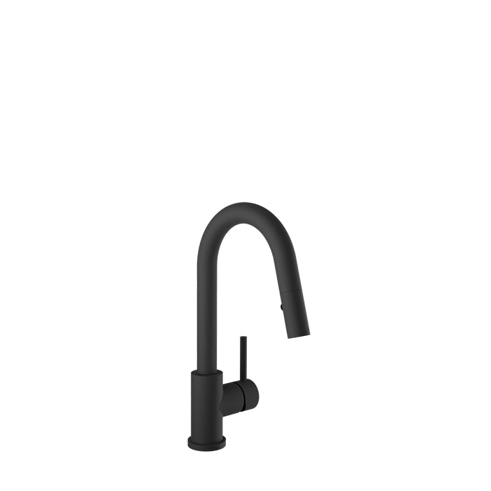 Baril UNICK Single-Hole Bar / Prep Kitchen Faucet with 2-function Pull-Down Spray CUI-2040-35L in Matte Black