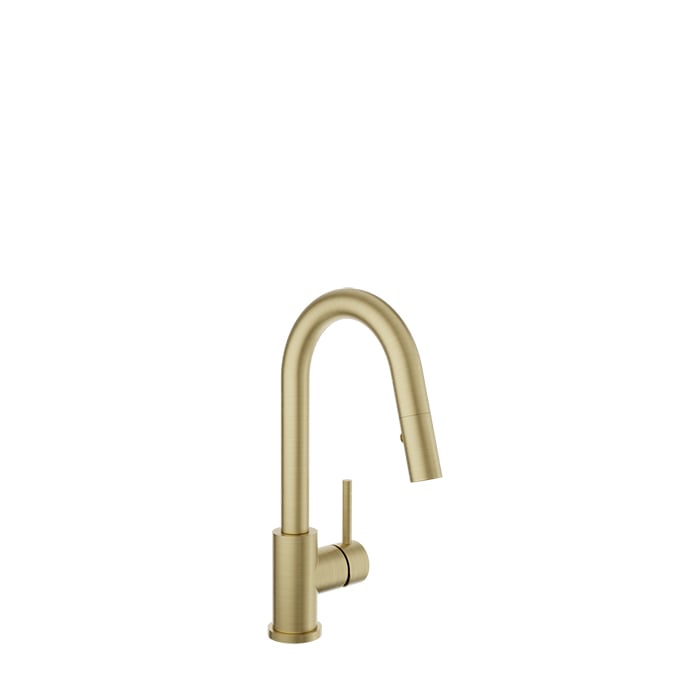 Baril UNICK Single-Hole Bar / Prep Kitchen Faucet with 2-function Pull-Down Spray CUI-2040-35L in Satin Brass