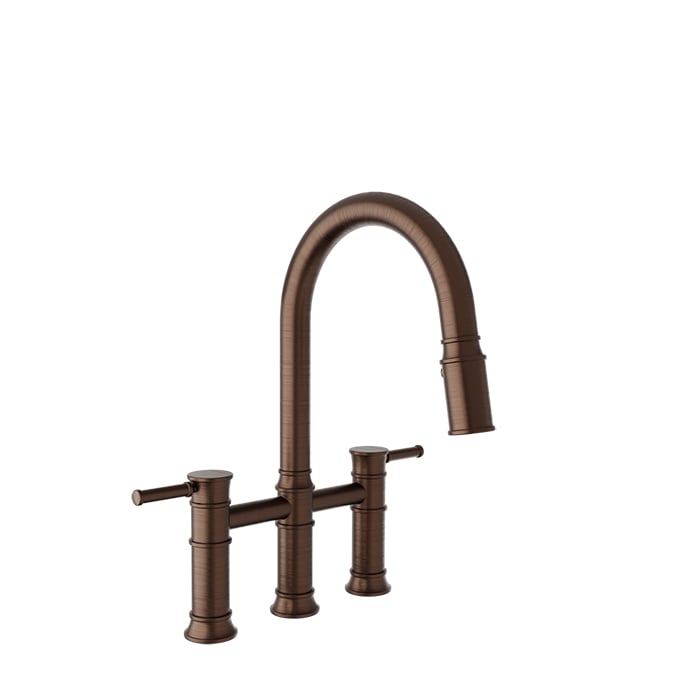 Baril VILLA Bridge Kitchen Faucet with 2-function Pull-Down Spray CUI-3020-02L in Venetian Bronze