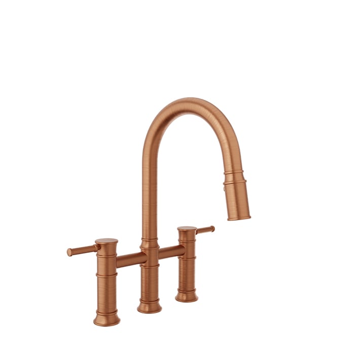 Baril VILLA Bridge Kitchen Faucet with 2-function Pull-Down Spray CUI-3020-02L in Satin Copper