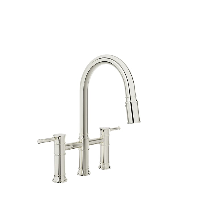 Baril VILLA Bridge Kitchen Faucet with 2-function Pull-Down Spray CUI-3020-02L in Polished Nickel