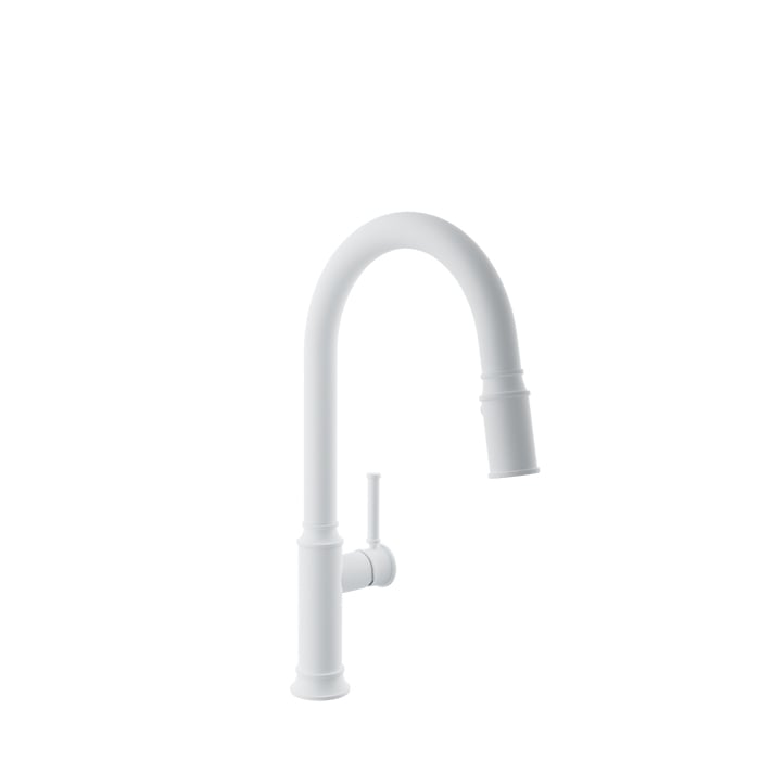 Baril VILLA High Single-Hole Kitchen Faucet with 2-function Pull-Down Spray CUI-3040-02L in White
