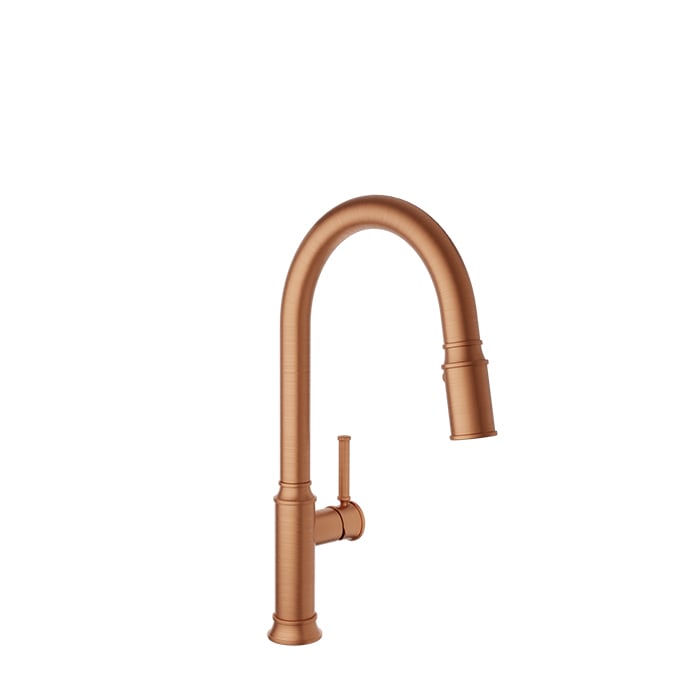 Baril VILLA High Single-Hole Kitchen Faucet with 2-function Pull-Down Spray CUI-3040-02L in Satin Copper