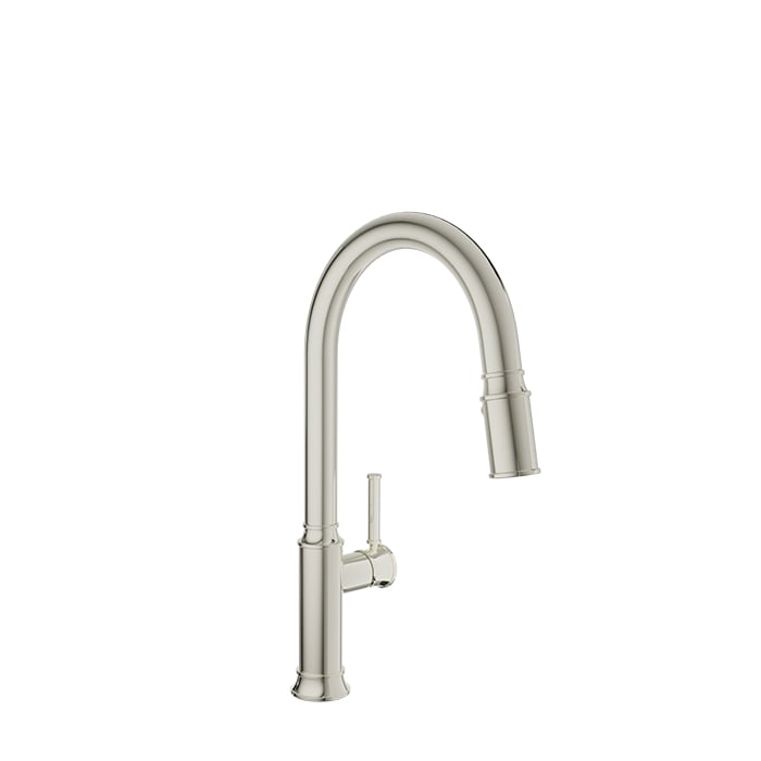 Baril VILLA High Single-Hole Kitchen Faucet with 2-function Pull-Down Spray CUI-3040-02L in Polished Nickel