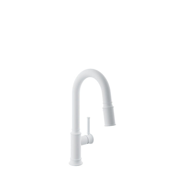 Baril VILLA Single-Hole Bar / Prep Kitchen Faucet with 2-function Pull-Down Spray CUI-3045-02L in White