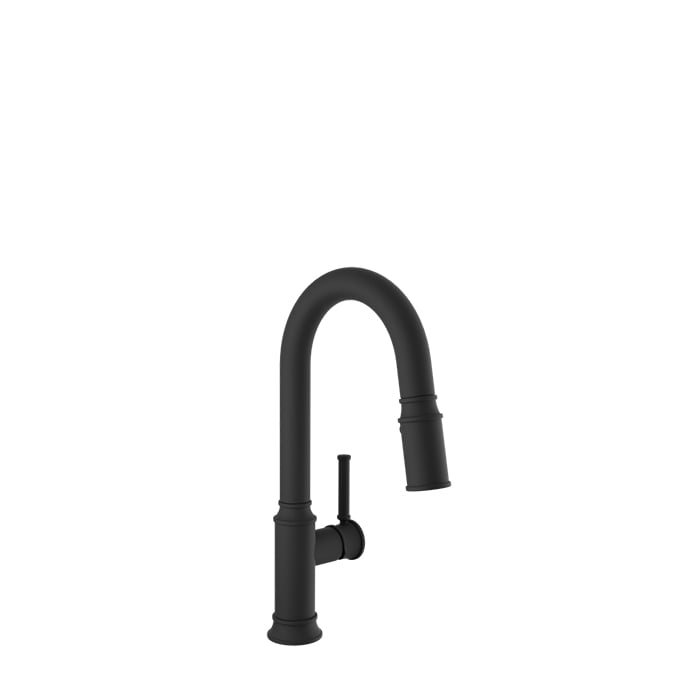 Baril VILLA Single-Hole Bar / Prep Kitchen Faucet with 2-function Pull-Down Spray CUI-3045-02L in Matte Black