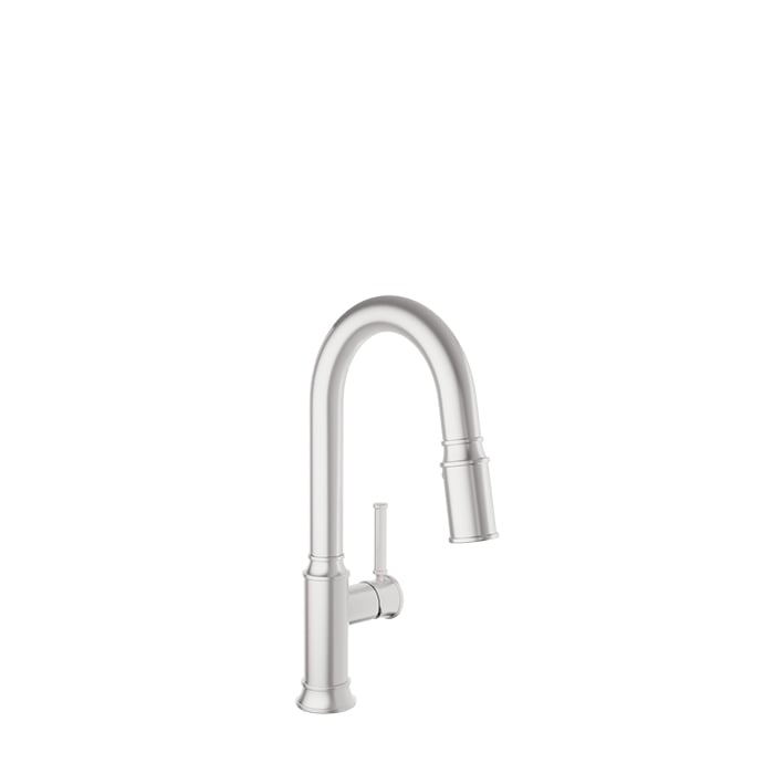 Baril VILLA Single-Hole Bar / Prep Kitchen Faucet with 2-function Pull-Down Spray CUI-3045-02L in Stainless Steel