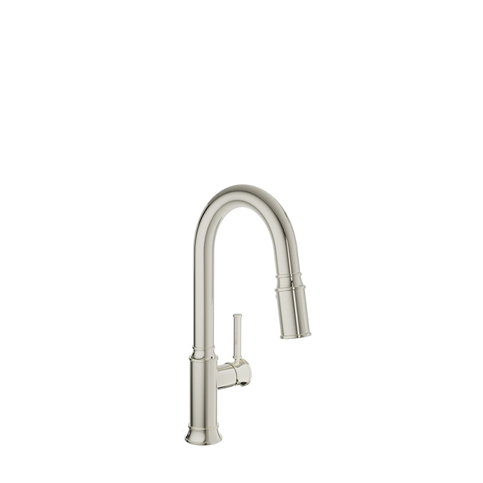 Baril VILLA Single-Hole Bar / Prep Kitchen Faucet with 2-function Pull-Down Spray CUI-3045-02L in Polished Nickel