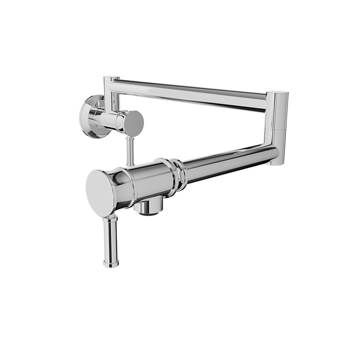 Baril VILLA Single-Hole Wall-Mounted Pot Filler with Two Handles CUI-4230-00L in Chrome
