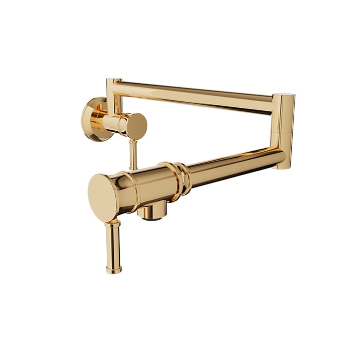 Baril VILLA Single-Hole Wall-Mounted Pot Filler with Two Handles CUI-4230-00L in Gold